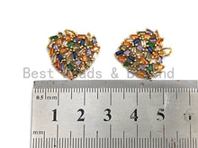 Load image into Gallery viewer, Colorful Baguette CZ Micro Pave Cluster Heart Shape Pendant, Cz Pave Bracelet Necklace Pendant in Gold Finish,21x19mm, sku#F908