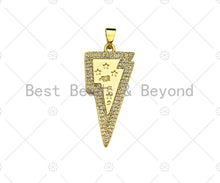 Load image into Gallery viewer, CZ Micro Pave Star On Lightning Shape Pendant, 18K Gold Charm, Necklace Bracelet Charm Pendant,16x33mm,Sku#LK309