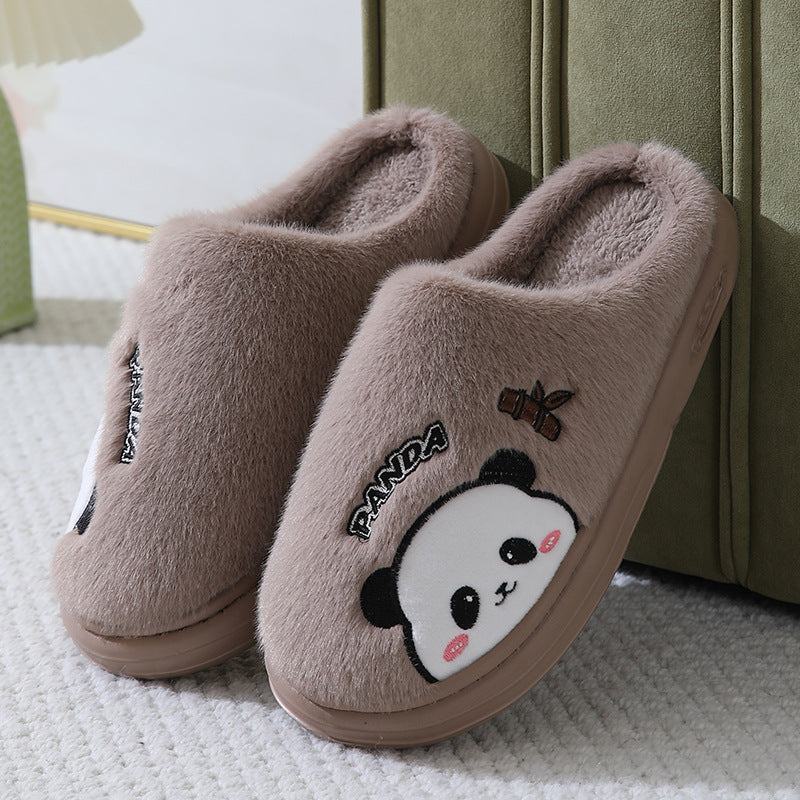 Panda Slippers for Women & Men - Cute Cartoon Plush Indoor House Shoes with Thick Anti-Slip EVA Sole