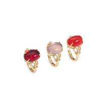 Load image into Gallery viewer, Gold Oval Red Pink Stone Adjustable Ring, Sku#LX353
