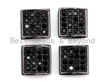 Load image into Gallery viewer, Black CZ Pave On Black Flat Square Beads, Black Micro Pave Beads, Cubic Zirconia Spacer Beads, 3x8mm, sku#G322