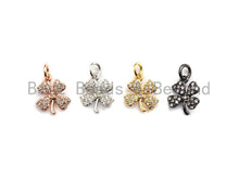Load image into Gallery viewer, CZ Micro Pave Four Leaf Clover Shaped Pendant/Charm, Cubic Zirconia Pendant Charm,10x12mm,sku#F918