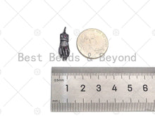 Load image into Gallery viewer, Fuchsia CZ Micro Pave Hand Shape Pendant,Cubic Zirconia Gold/Silber/Black Charm, Necklace Bracelet Charm Pendant, 7x20mm, Sku#L547