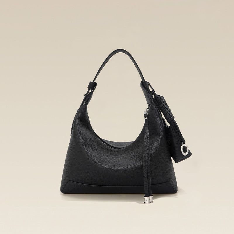 Genuine Leather Dumpling Shoulder Bag - Urban Minimalist Commuter Bag for Women