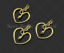 Load image into Gallery viewer, Snake Heart Shape Pendant/Charm,Cubic Zirconia Pave Snake Eye, Snake Heart Necklace Bracelet Charm Pendant,25x30mm, Sku#L469