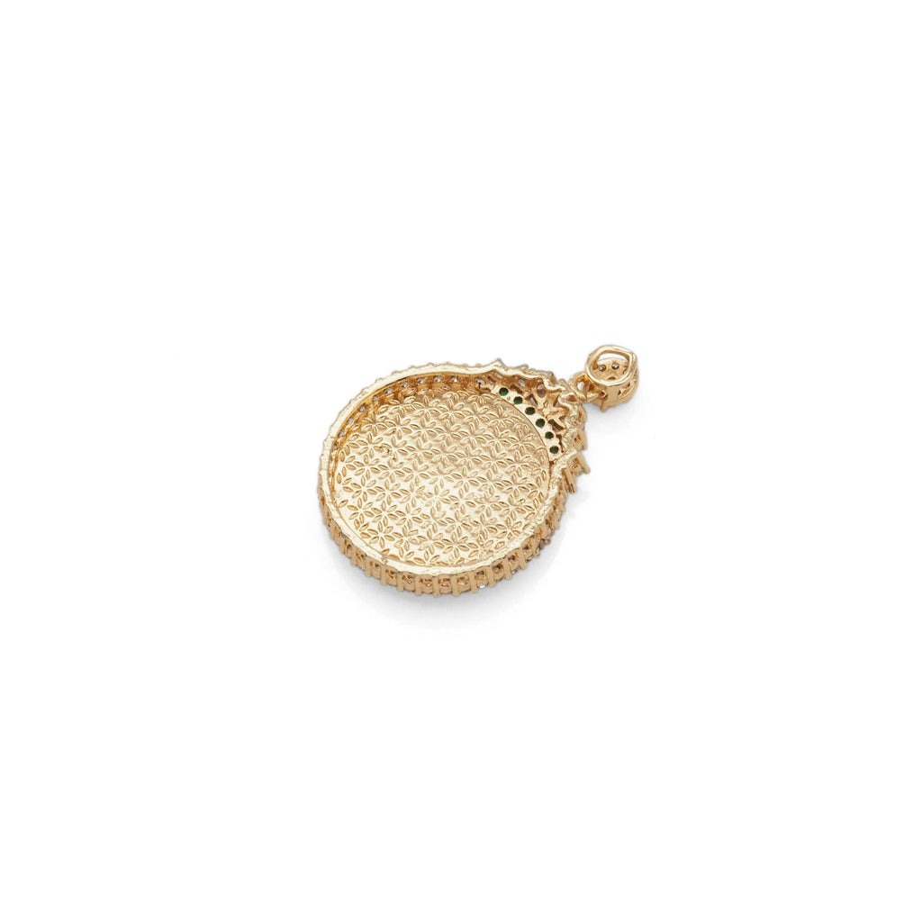 CZ Round Green Jade Pendant, Sku#LX346