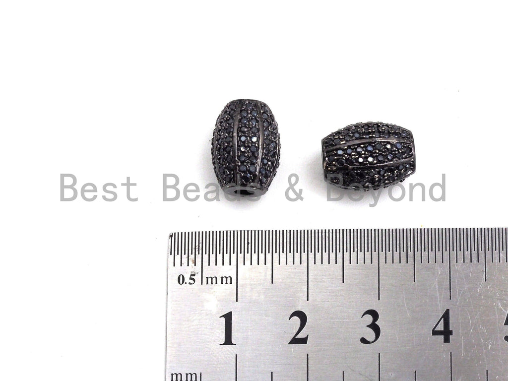 Black CZ Pave On Black Micro Pave Oval Spacer Beads Crystal for Bracelet/Necklace, Cubic Zirconia Beads, 10x13mm, sku#G414