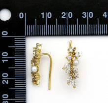 Load image into Gallery viewer, Gold Ear Climber Earrings, Pearl Branch Earrings, Sku#B225