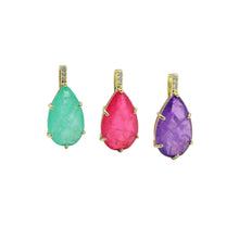 Load image into Gallery viewer, Large Pink Green Purple Stone Teardrop Shape Pendant, Sku#LX436