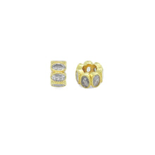Load image into Gallery viewer, Oval CZ Gold Large Hole Spacer Bead Charm Pendant, Sku#LK1191