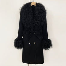 Load image into Gallery viewer, Long Double-faced Wool Coat With A Shearling Collar