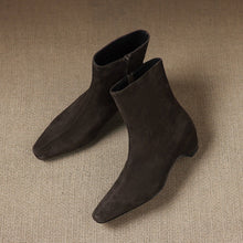 Load image into Gallery viewer, Women's Ankle Boots With Height Lift, Side Zipper &amp; Fleece Lining | Square Toe Block Heel