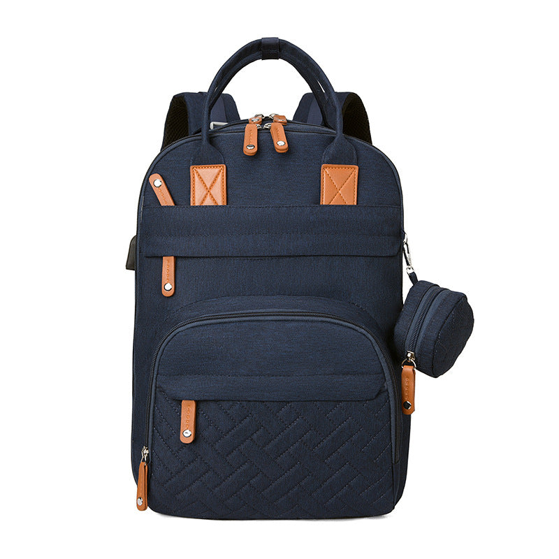 Waterproof Plaid Stroller Bag with USB Charging Port & Dry-Wet Separation – Lightweight Baby Diaper Bag