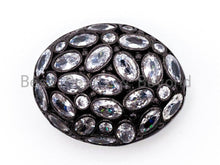 Load image into Gallery viewer, 25mm/18mm CZ Micro Pave Large Oval Spacer Beads Diamond Crystal for Bracelet/Necklace, Cubic Zirconia Large Space Beads, 1pc, sku#G303
