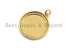 Load image into Gallery viewer, Colorful CZ Micro Pave Round Gold Coin Pendant, Coin Shaped Pave Pendant, Gold plated,21x23mm, Sku#F870