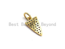 Load image into Gallery viewer, CZ Colorful Micro Pave Triangle Pendant, Triangle Shaped Pave Pendant, Gold plated, 8x14mm, Sku#F755