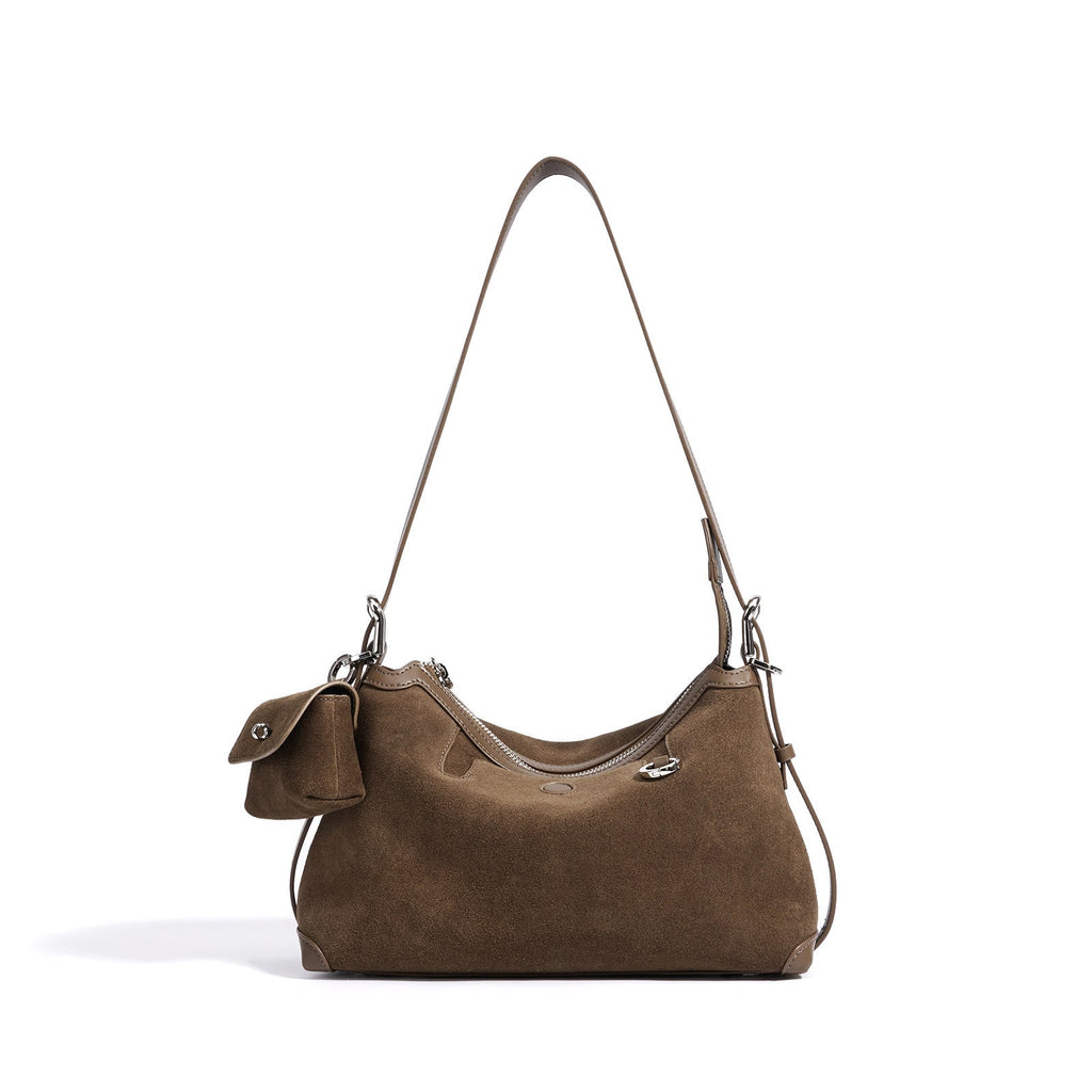 Vintage Crossbody Underarm Tote Bag - Genuine Leather Dumpling Bag for Women