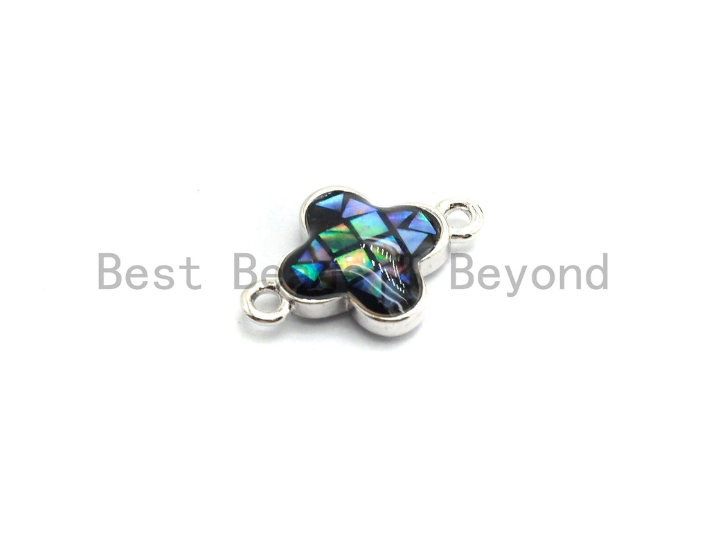 100% Natural Abalone Shell Clover Connector For earrings Necklace Bracelets making, Abalone Charm, Clover flower charm, 10x15mm,SKU#Z294
