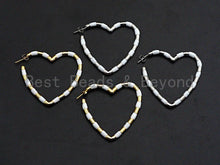 Load image into Gallery viewer, Enamel CZ Heart Hoop Earring,
Sku#J139