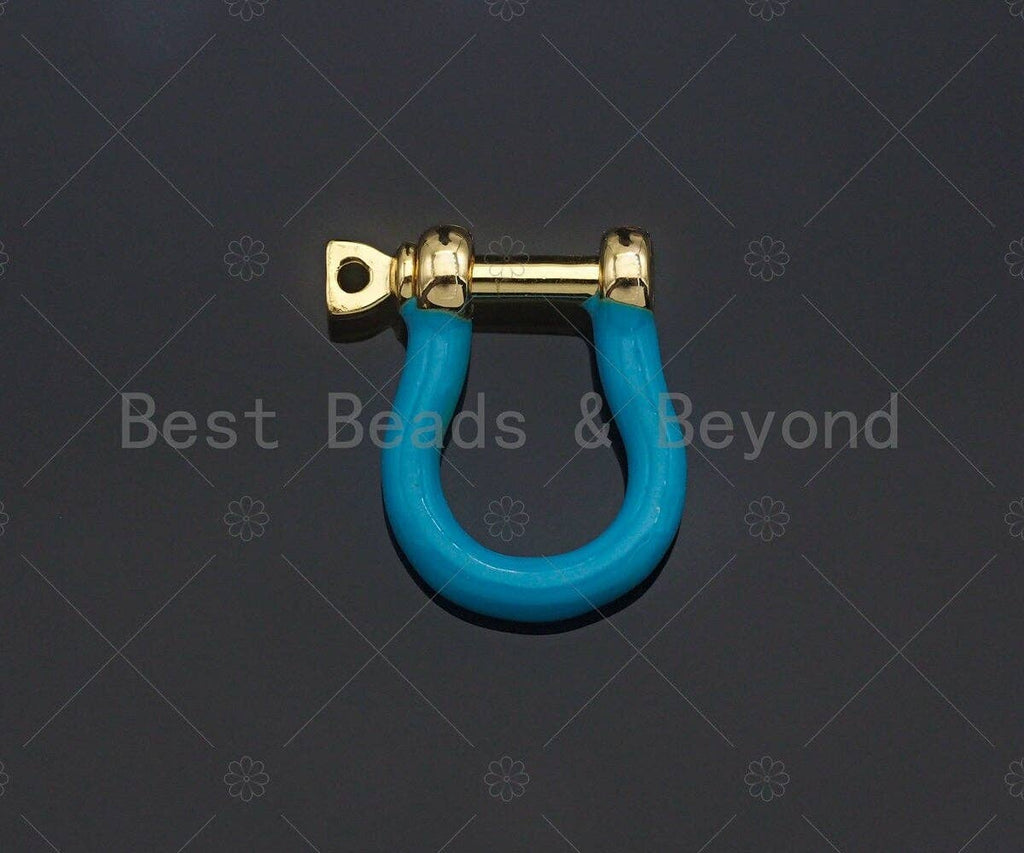 New Colorful Enamel Buckle clasp, Enamel U shape Clasp, White/Pink/Turquoise/Yellow/Lime Clasp Lock, Screw Clasp, 17x18mm,sku#K166