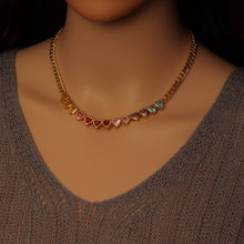 Load image into Gallery viewer, Colorful CZ Heart Connector Pendant, Sku#A170