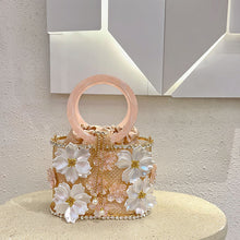 Load image into Gallery viewer, Retro Sunflower Birdcage Handmade Bucket Bag - Diamond Embellished PVC Shoulder Bag