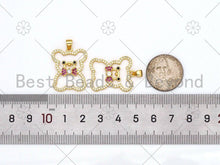 Load image into Gallery viewer, Colorful CZ Micro Pave Teddy Bear Shape Pendant, 18k Gold Filled Teddy Bear Charm, Necklace Bracelet Charm Pendant, 26x20mm, Sku#LK433