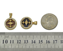 Load image into Gallery viewer, CZ Evil Eye On Gemstone Round Coin Charm, Sku#LX75