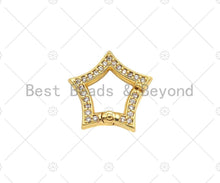 Load image into Gallery viewer, Spring Snap Double Sided CZ Micro Pave Star Push Clasp, Star Link Clasp, Connector Clasp, Star Lock, 15mm, sku#H324