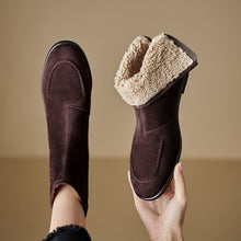 Load image into Gallery viewer, Women's Fleece-Lined Suede Ankle Boots - Warm Winter Low Heel Round Toe Boots