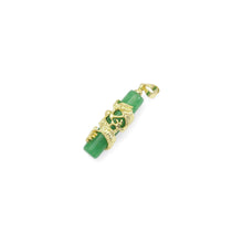 Load image into Gallery viewer, CZ Gold Dragon on Green Jade Pendant, Sku#LX358