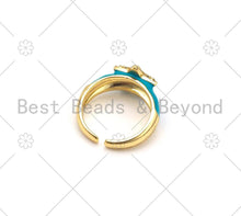 Load image into Gallery viewer, CZ Micro Pave Star Colorful Enamel Adjustable Ring,X249