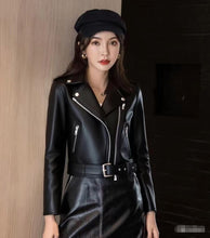 Load image into Gallery viewer, Women's Fashionable Leather Jacket Slim-Fit Coat