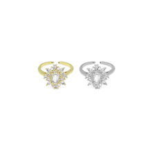 Load image into Gallery viewer, Clear CZ Rectangle CZ Flower Adjustable Ring, Sku#A155
