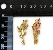 Load image into Gallery viewer, Gold Pink CZ Ear Climber Earrings, Branch Earrings, Sku#B224