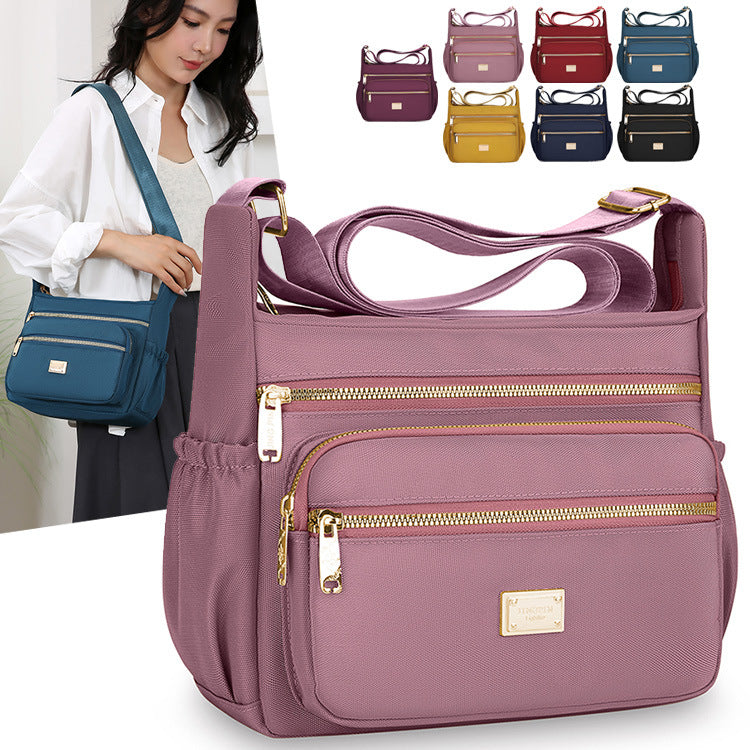 Multi-Compartment Oxford Shoulder Bag