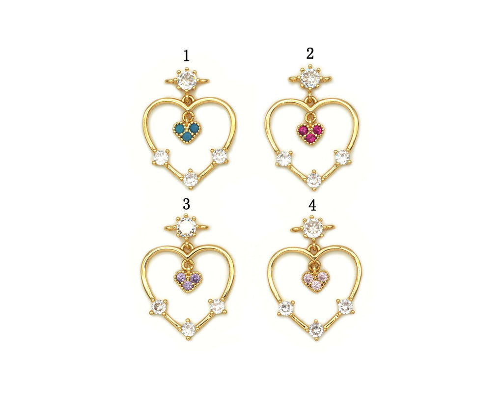 Colorful CZ Heart Pendant, Sku#LD203
