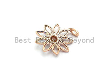 Load image into Gallery viewer, Colorful CZ Micro Pave Sunflower Filigree Pendant ,Gold/Silver/Black/Rose Gold,Cubic Zirconia Jewelry Findings,30x32mm,sku#F697