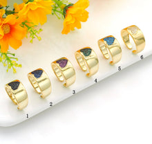Load image into Gallery viewer, Gold Colorful CZ Heart Band Ring, Sku#X360
