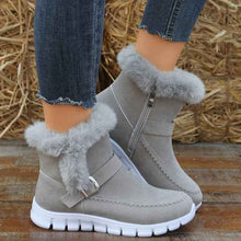 Load image into Gallery viewer, Women's Winter Snow Boots - Warm Plush Ankle Boots with Buckle Design