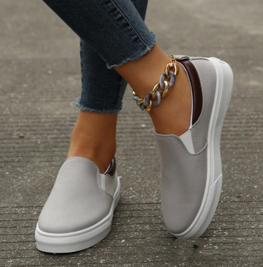 Women's Slip-On Flat Loafers | Color-Block Round Toe Casual Shoes