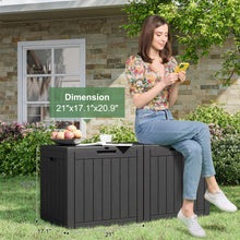 Load image into Gallery viewer, 35 Gallon Outdoor Resin Storage Box – Black/Wood Grain
