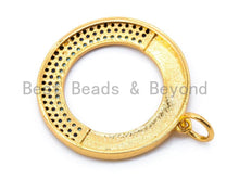 Load image into Gallery viewer, Half CZ Micro Pave Turquoise Black Donut Ring Pendant, CZ Pave Pendant, 25mm, sku#L25