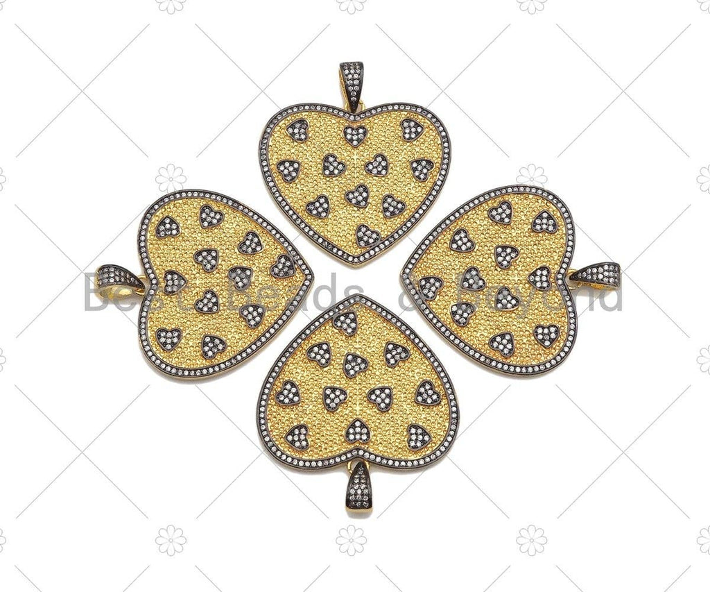 CZ Micro Pave Large Dual Color Heart  Sku#L279