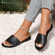 Load image into Gallery viewer, Women's One-Strap Flat Sandals | PU Upper Split Cowhide Sole