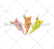 Load image into Gallery viewer, Colorful CZ Enamel Lightning Shape Pendant,18k Gold Filled Colorful Enamel Lightning Charm,Enamel Jewelry, 29x10mm,Sku#L595