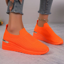 Load image into Gallery viewer, Women's Flyknit Mesh Breathable Wedge Sneakers | Slip-On Platform Casual Shoes