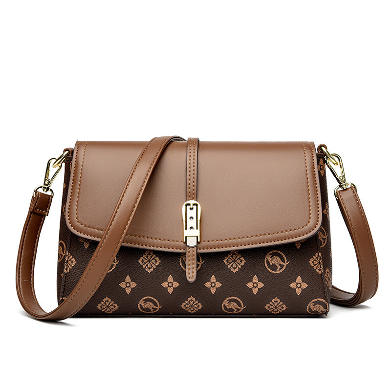 Women's Printed High Capacity Shoulder Bag - PU Leather Crossbody Handbag