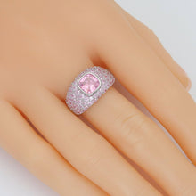 Load image into Gallery viewer, Big Pink Square CZ Statement Adjustable Ring, Sku#A329