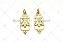 Load image into Gallery viewer, CZ Micro Pave Bee On Rectangle Shape Pendant, 18K Gold Filled Insect Charm, Necklace Bracelet Charm Pendant,Sku#LK521